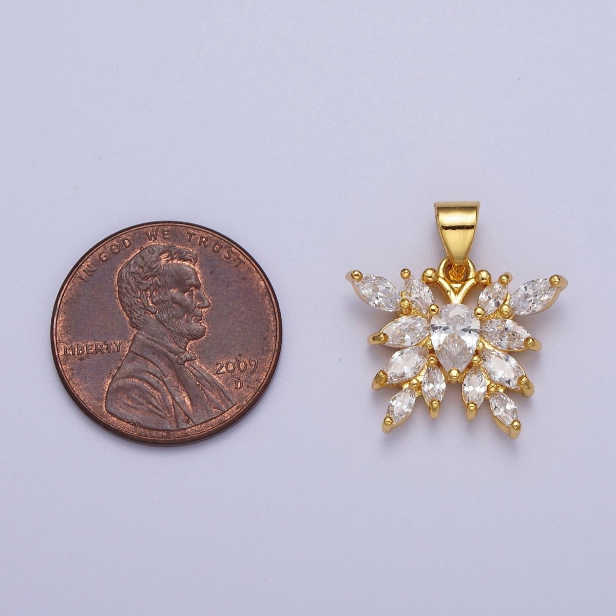 Gold Mariposa Butterfly Marquise Cubic Zirconia Pendant For Nature Jewelry Making | X-682