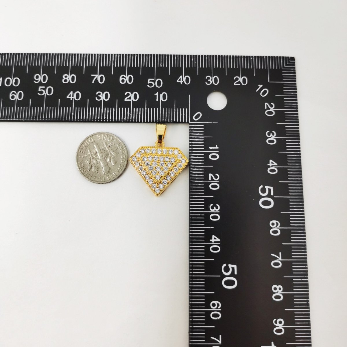 Gold Micro Pave Diamond charm in 14K gold Filled Cubic Diamond pendant Cubic Zirconia Diamonds I-772