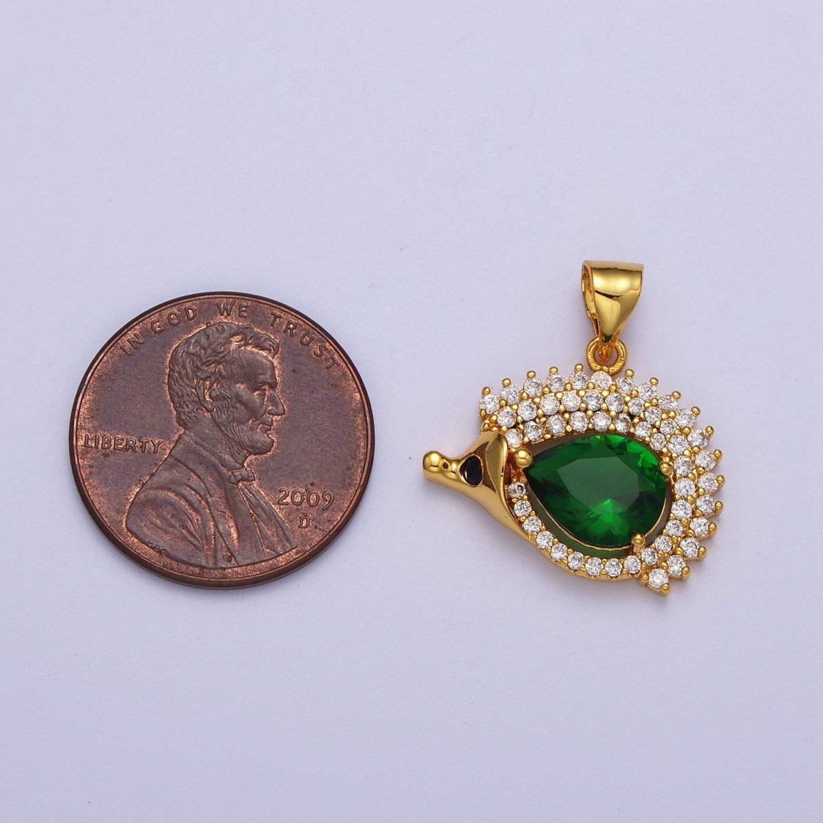Gold Micro Paved CZ Hedgehog Porcupine Animal Pendant For Nature Jewelry Making | X-681