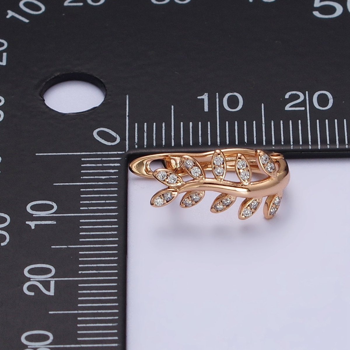 Gold Olive Leaf Earring, 18K Gold Filled Hoop Earring Olive Branch Huggie Earring AB1076