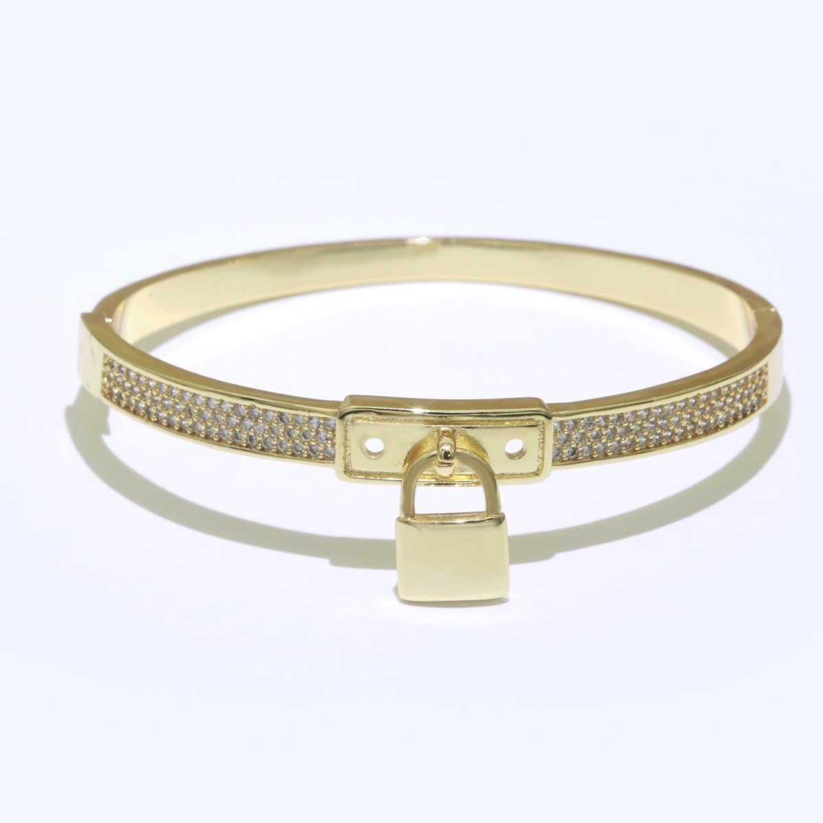 Gold Padlock Bracelet, 14K Gold Filled Micro Pave Luxury Bangle, Premium Quality jewelry | WA-126 Clearance Pricing