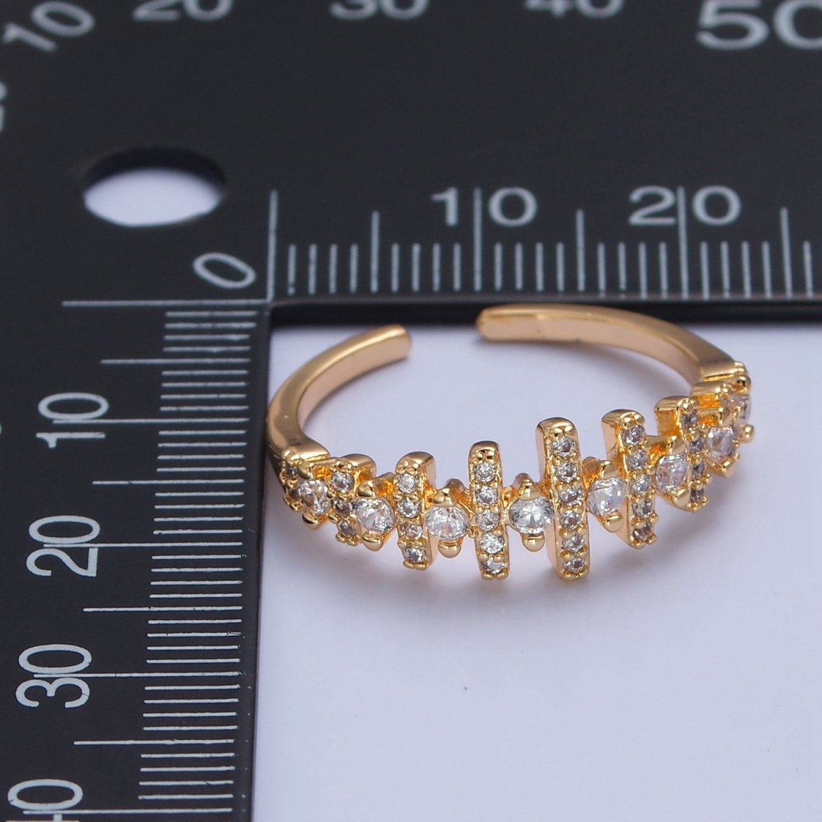 Gold Pave Section ring Simple geometric fence ring Adjustable ring O-2239