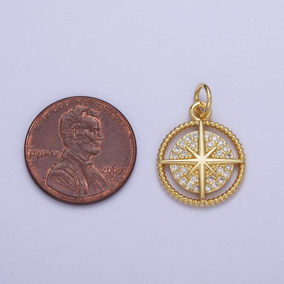 Gold Plated Northstar Charm North Star Charm with CZ in Gold Micro Pave Celestial Jewelry | X-730