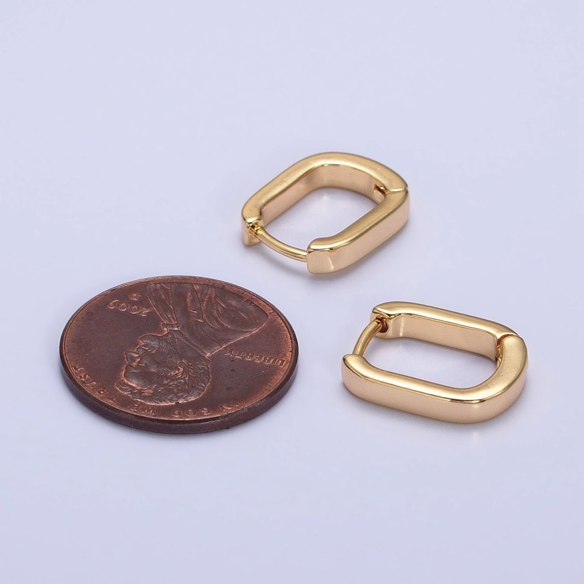 Gold, Silver Rectangular Oblong U-Shaped Huggie Earrings | AB946 AB809
