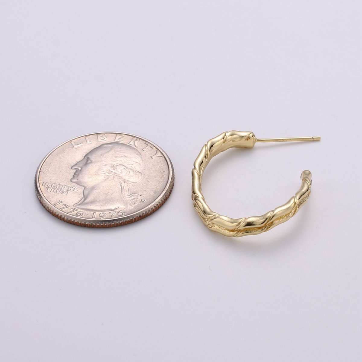 Gold Rustic Huggie Hoop Earrings, Chunky Earring Hoops, Simple Minimalist Hoop Earrings Q-174