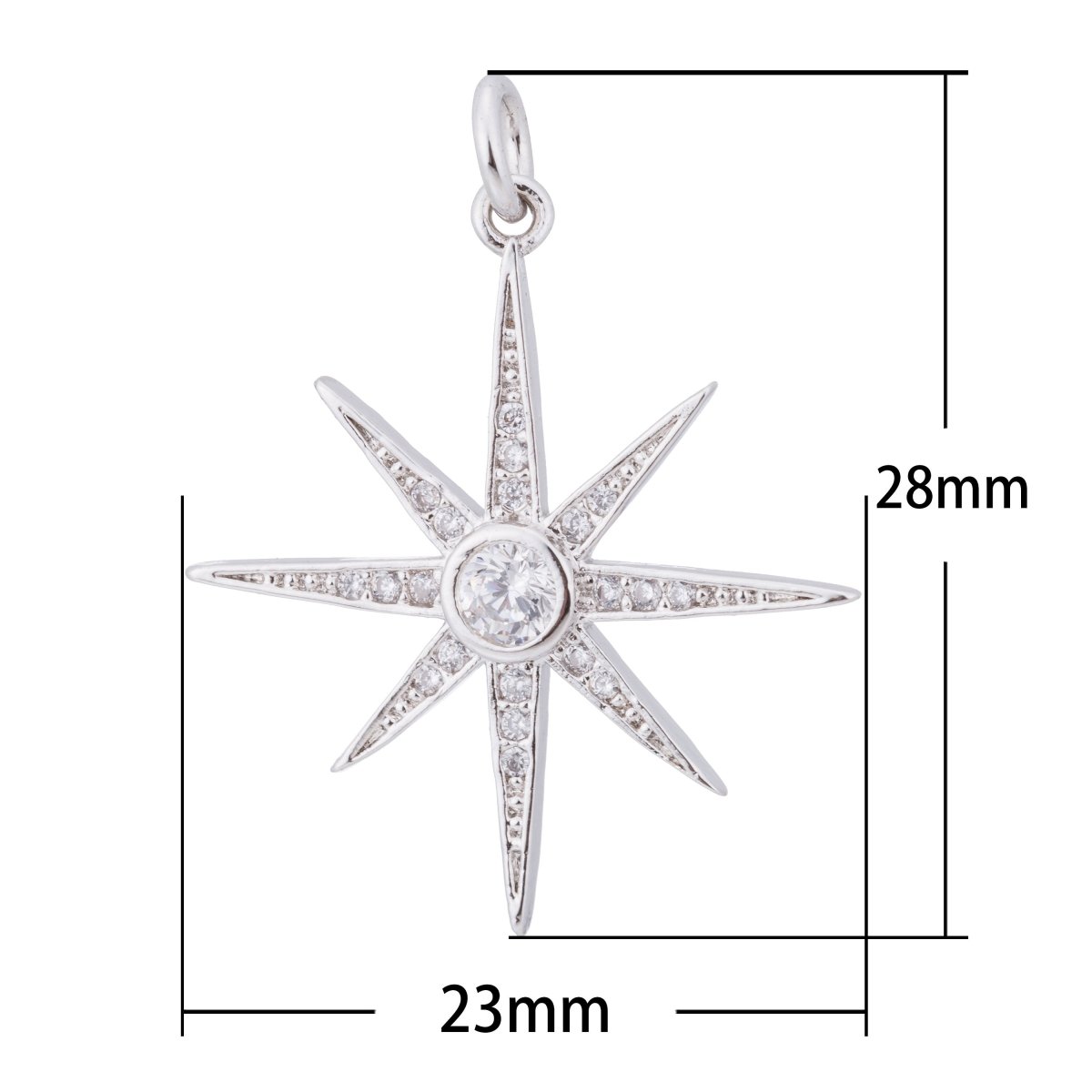 Gold, Silver Midnight Star, Starburst, Twinkle Shining Wish Dream Craft Cubic Zirconia Bracelet Charm Bead Finding Pendant For Jewelry Making C-178