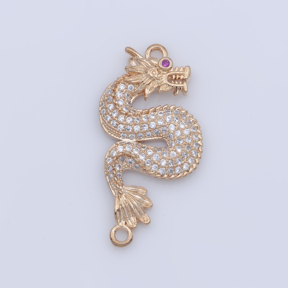 Gold Spirit Mythical Majesty Dragon Chinese Legend Belief DIY Cubic Zirconia Bracelet Charm Bead Finding CONNECTOR For Jewelry Making F-245