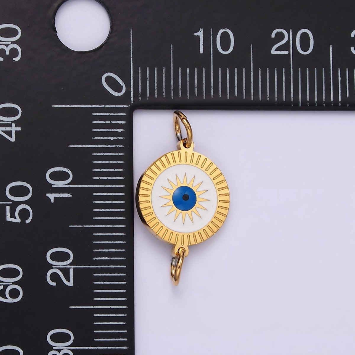 Gold Stainless Steel Evil Eye Charm Connector in Gold Radial Sun Link Connector for Bracelet Necklace G-783