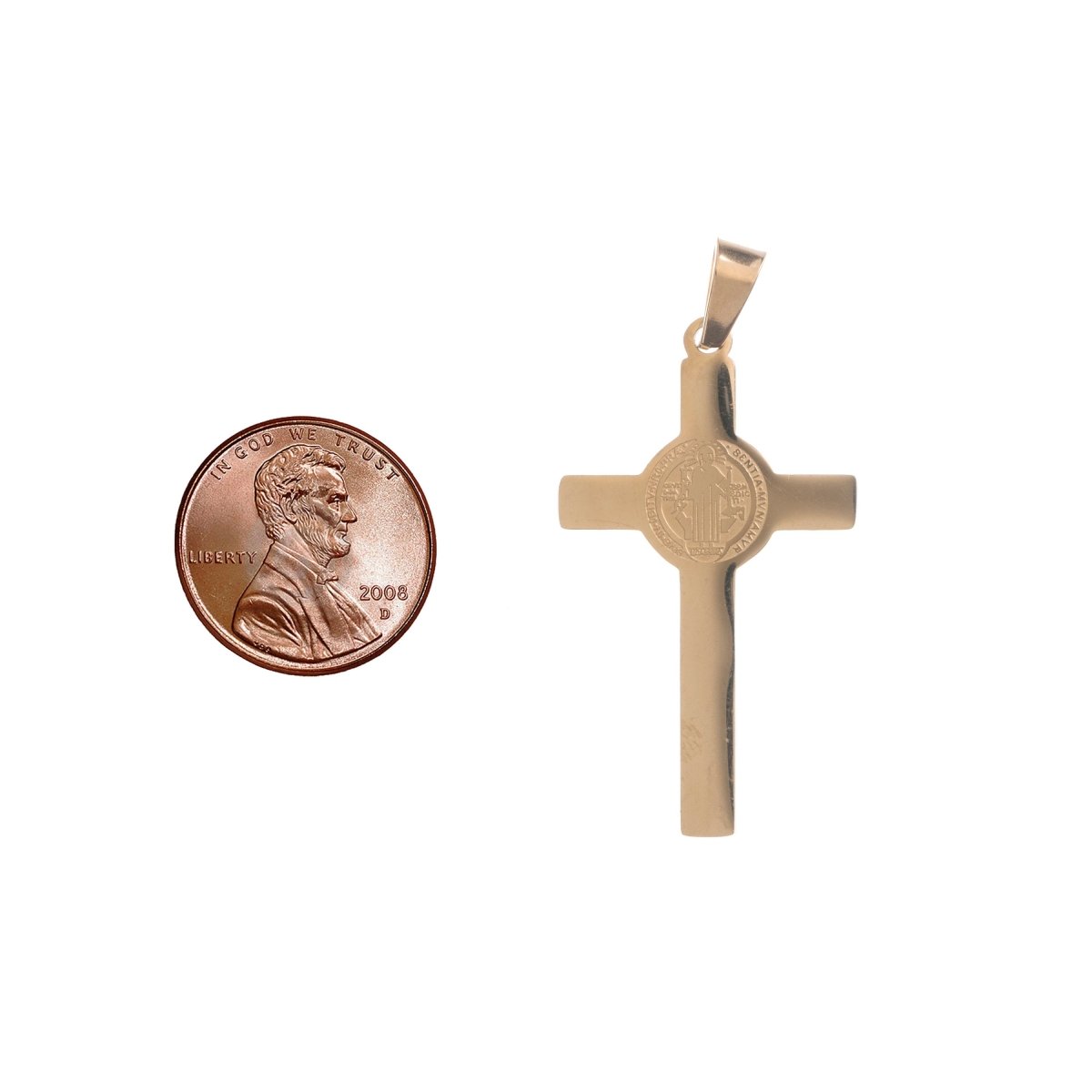 Gold Stainless Steel Holy Crucifix, Jesus Crux, St Benedict Cross Bails Findings for Earring Necklace Jewelry Making Supplies J-475