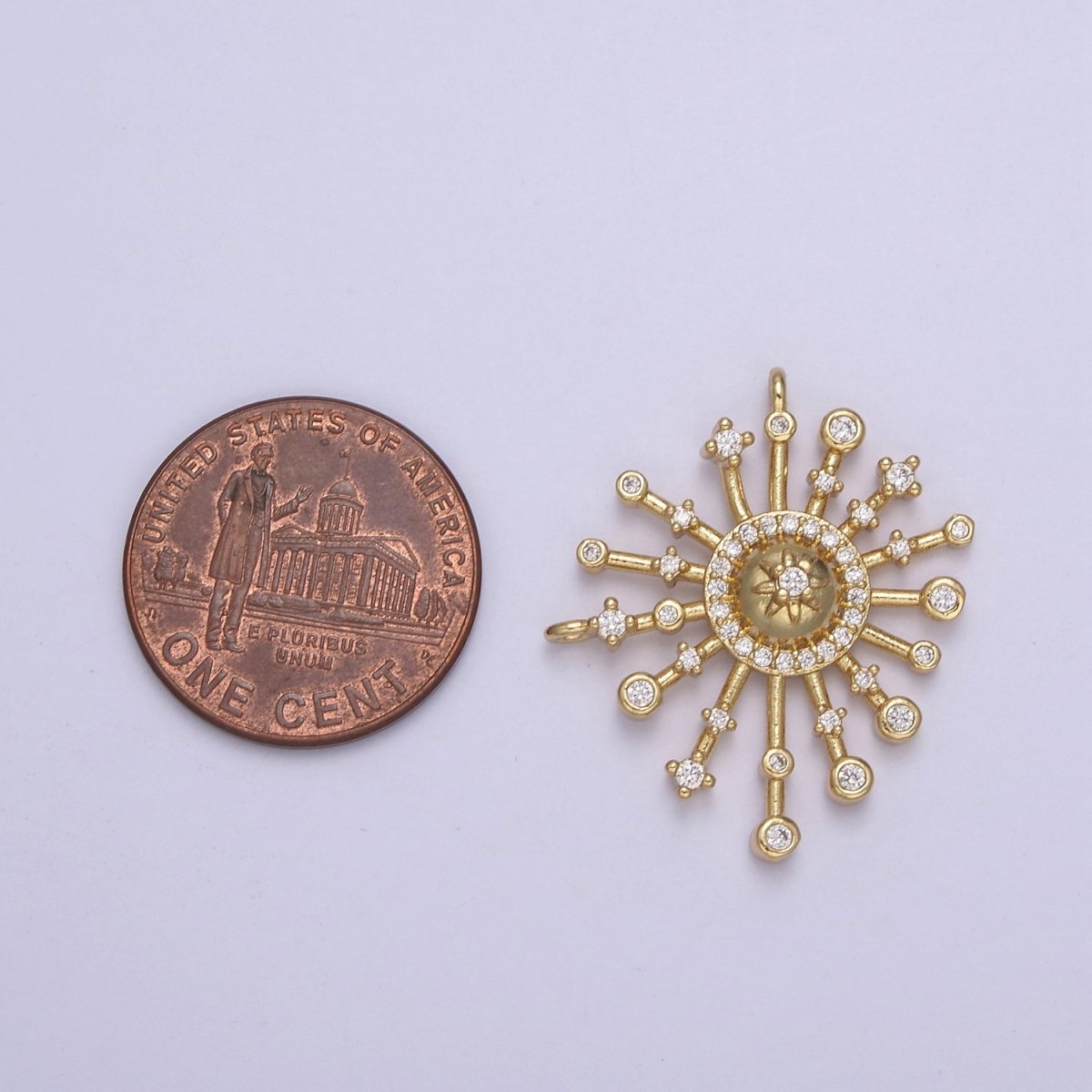 Gold Star Burst Charm Conenctor for Necklace Bracelet Component Celestial Jewelry Making F-660