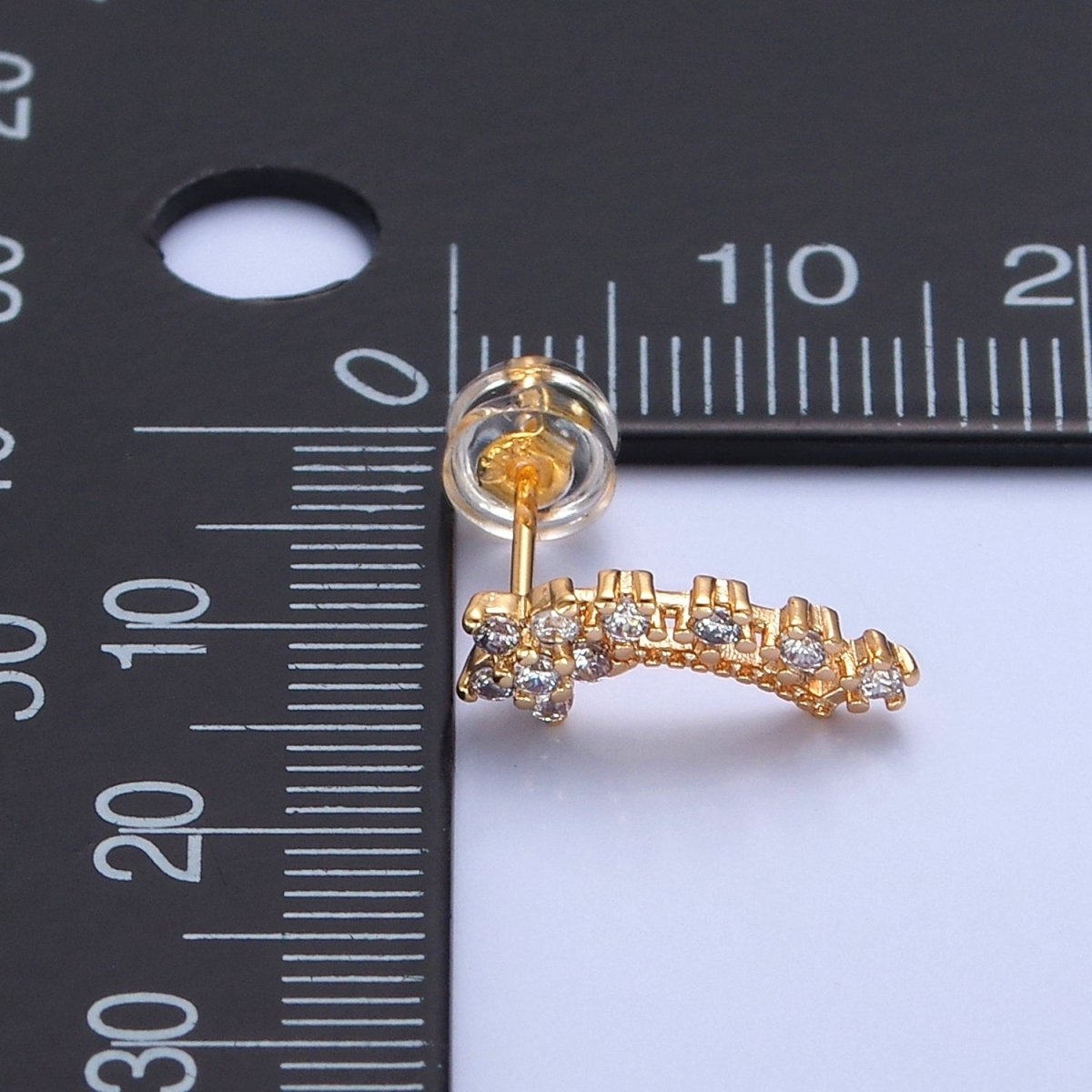 Gold Star Pave Stud Earring T-499