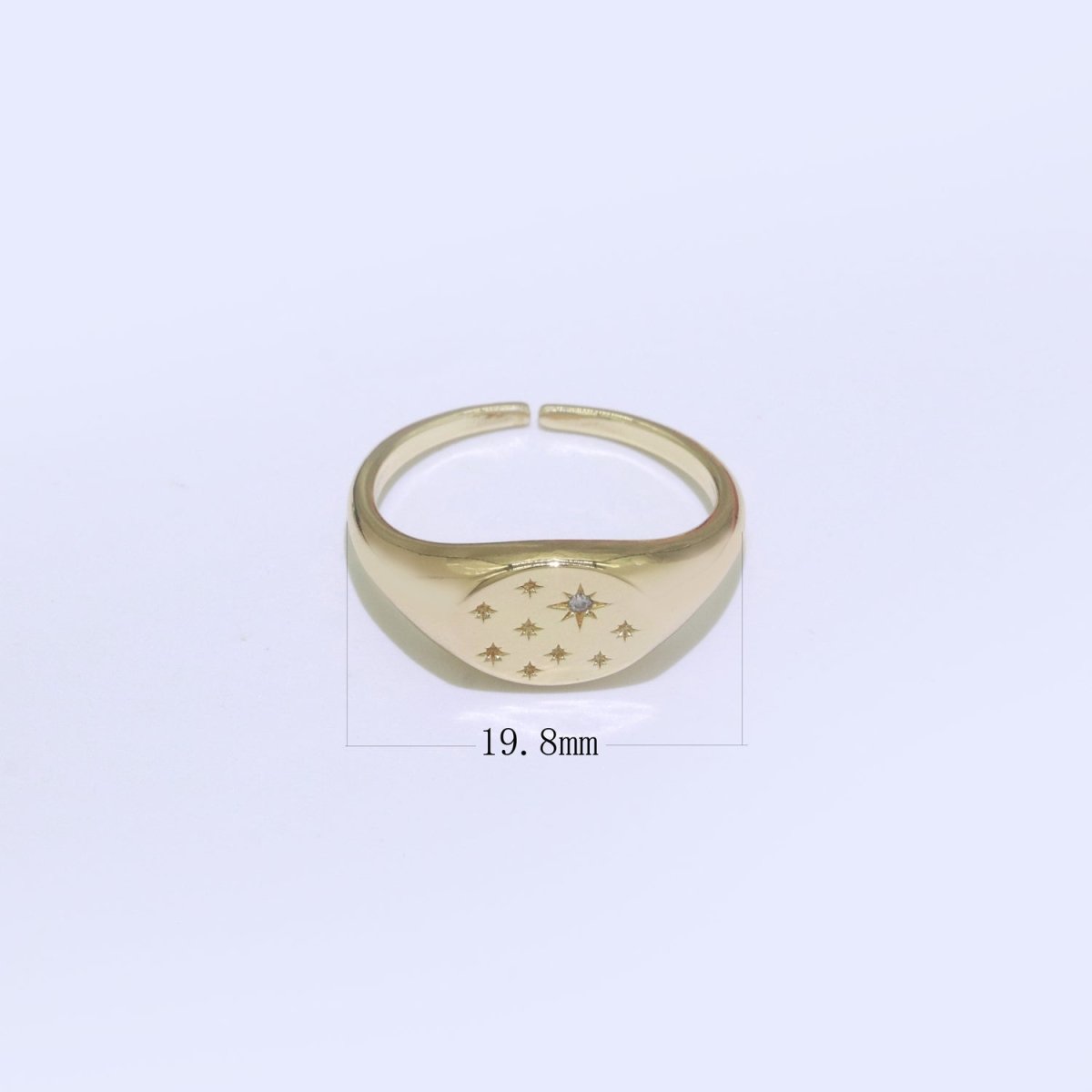 Gold Star Signet Ring, Open Galaxy Ring, Adjustable Ring, Statement Ring, Pave Stardust Gold Ring O-921