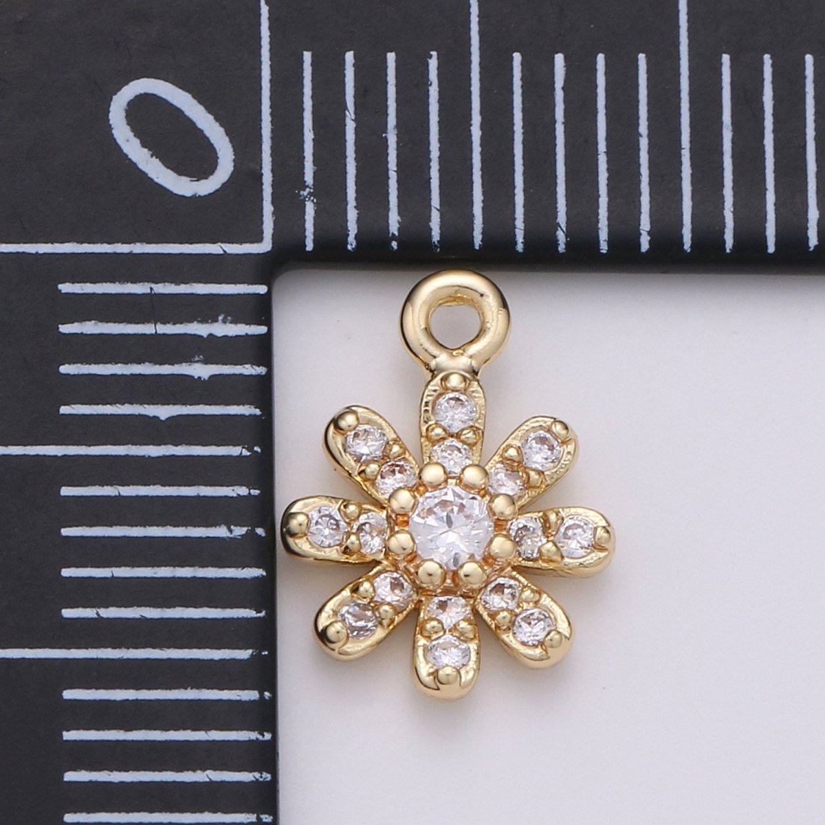 Gold Sunflower / Gold Daisy Charm 11x8mm - Mini Flower Charm Dainty sun flower Charm for bracelet earring necklace supply | D-405