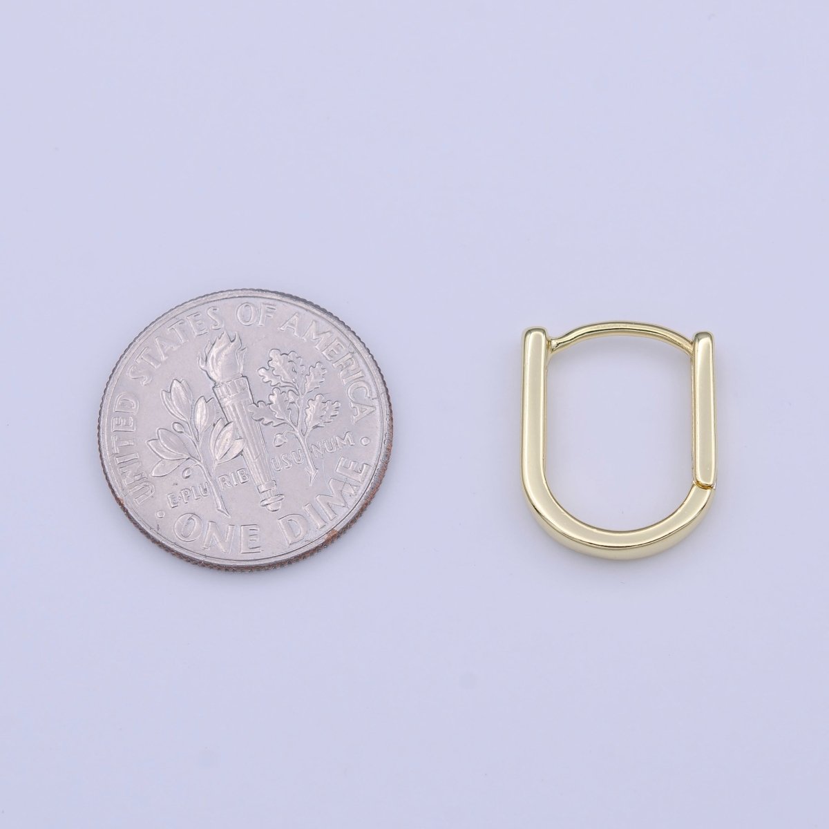 Gold U Shaped Wide Boxy 15mm Huggie Earrings | AD-215