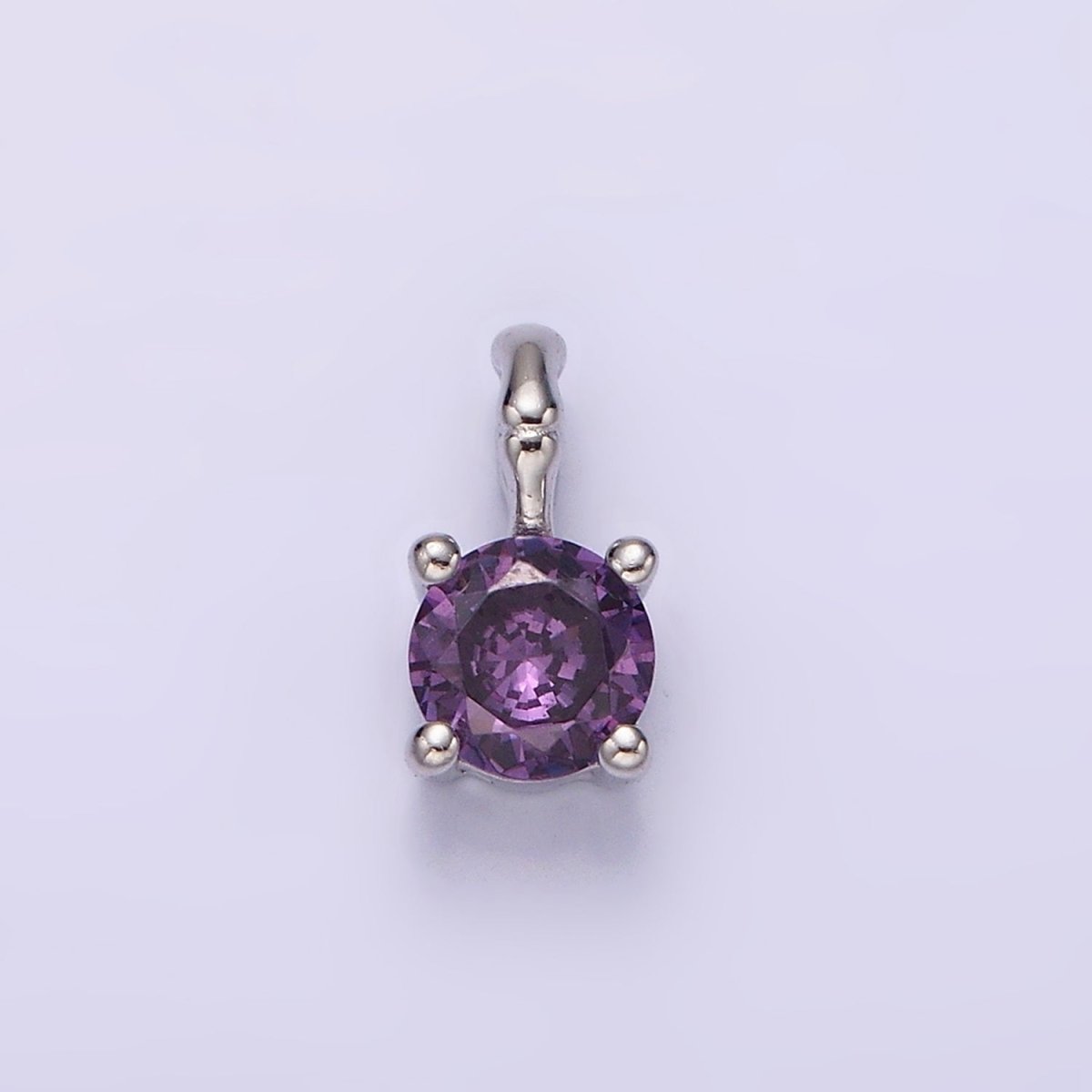 Gold Vermeil Cubic Zirconia CZ Birthstone Bamboo Bail Personalized Charm in Gold & Silver | AG160 - AG183