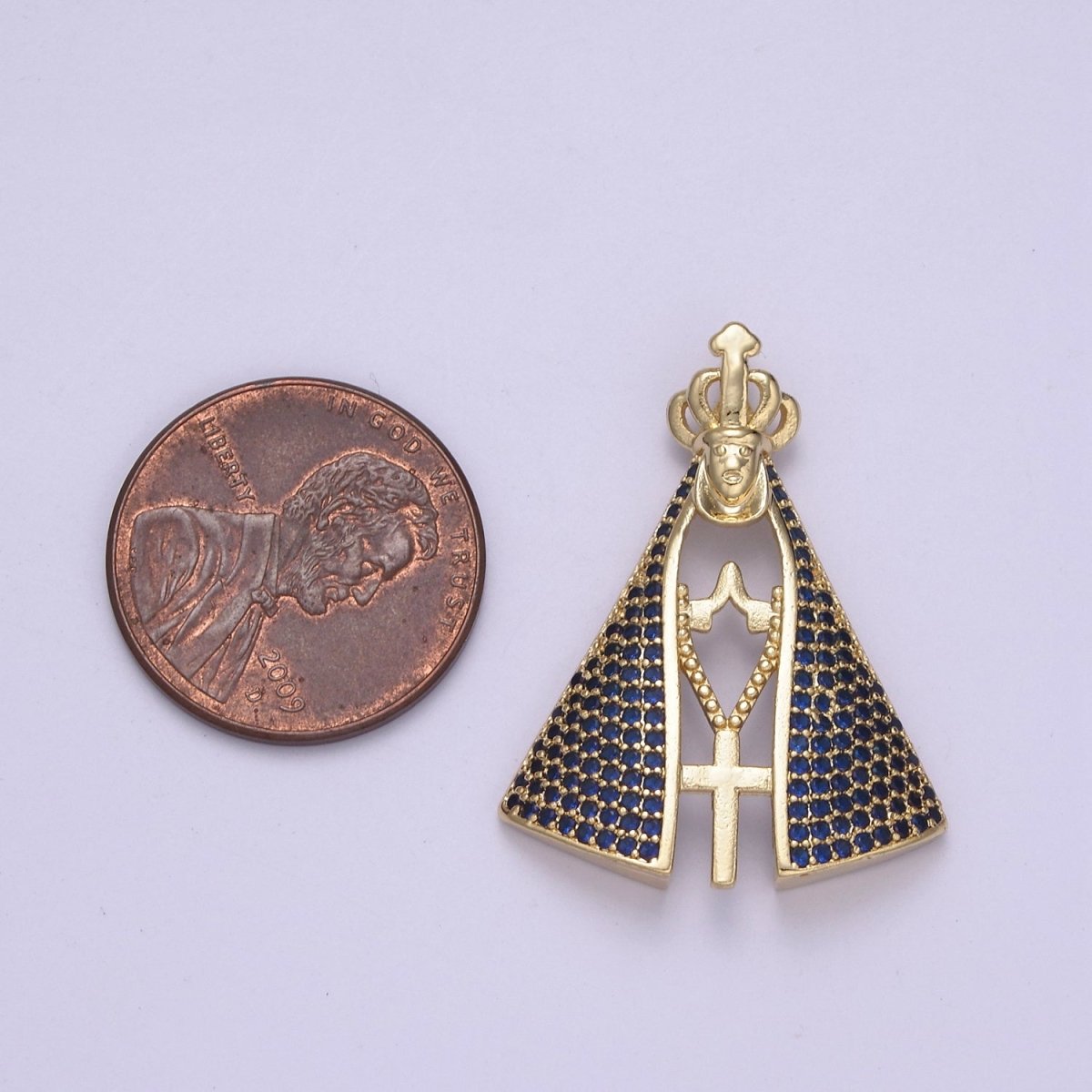 Gold Virgin Mary Charm with Cape Catholic Religious Pendant I-116