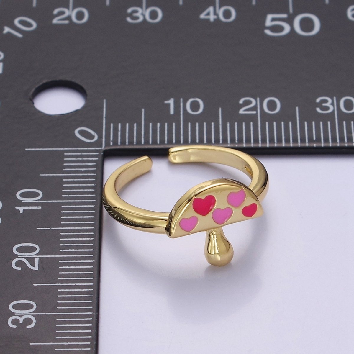 Gold y2k Mushroom Ring, Open Adjustable Ring, Women Ring O-2162