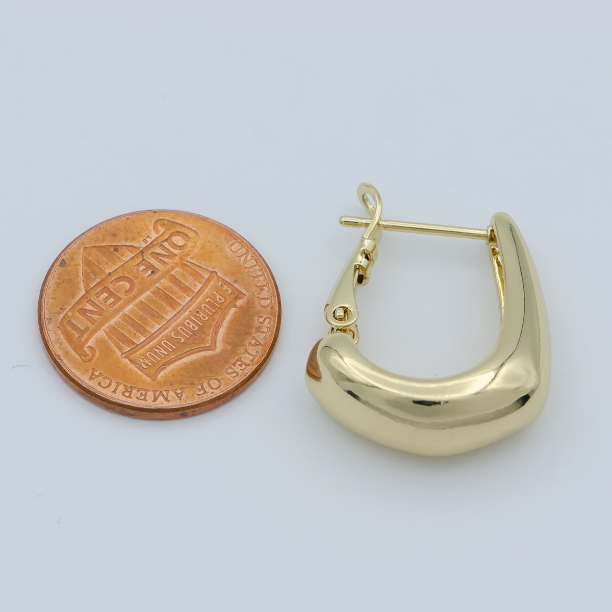 Golden L Letter Shape Huggies Earrings, Gold Filled Alphabet Geometric Daily Wear Earring Jewelry P-258