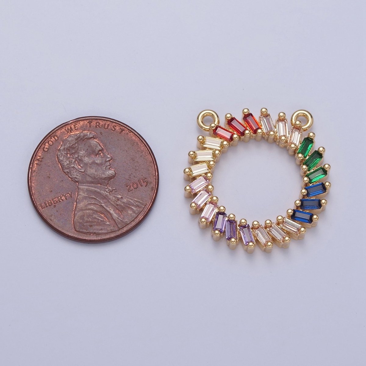 Gold/Silver Multicolor Rainbow Baguette Charm Connector For DIY Jewelry Necklace Bracelet Making F-625 F-626