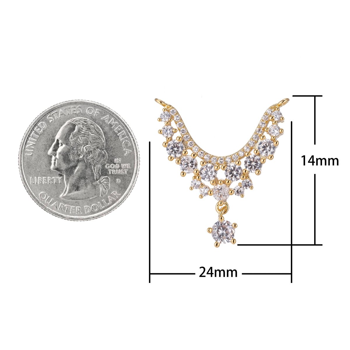 Gorgeous Dangle Gold Star Crystal Bracelet Connector, Elegant Micro Pave CZ Charm, Modern Statement Necklace Pendant for Jewelry Making F-755