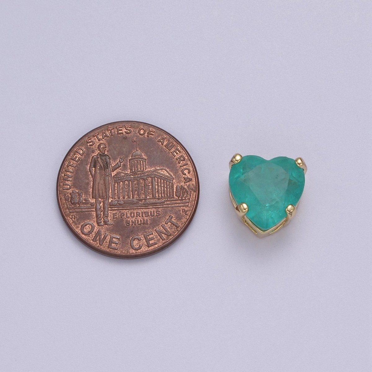 Green Aqua Cubic Zirconia Heart Charm 10mm Small Beautiful Bright 3D Love Jewelry Gold Beads spacer for Bracelet Necklace Supply B-221