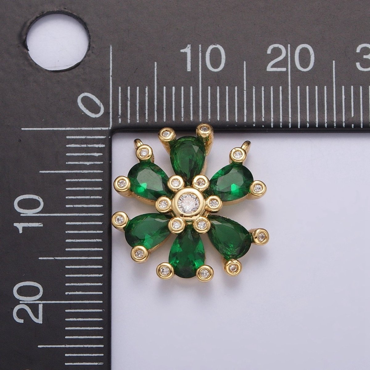 Green Cubic Zirconia Flower Connector G-914