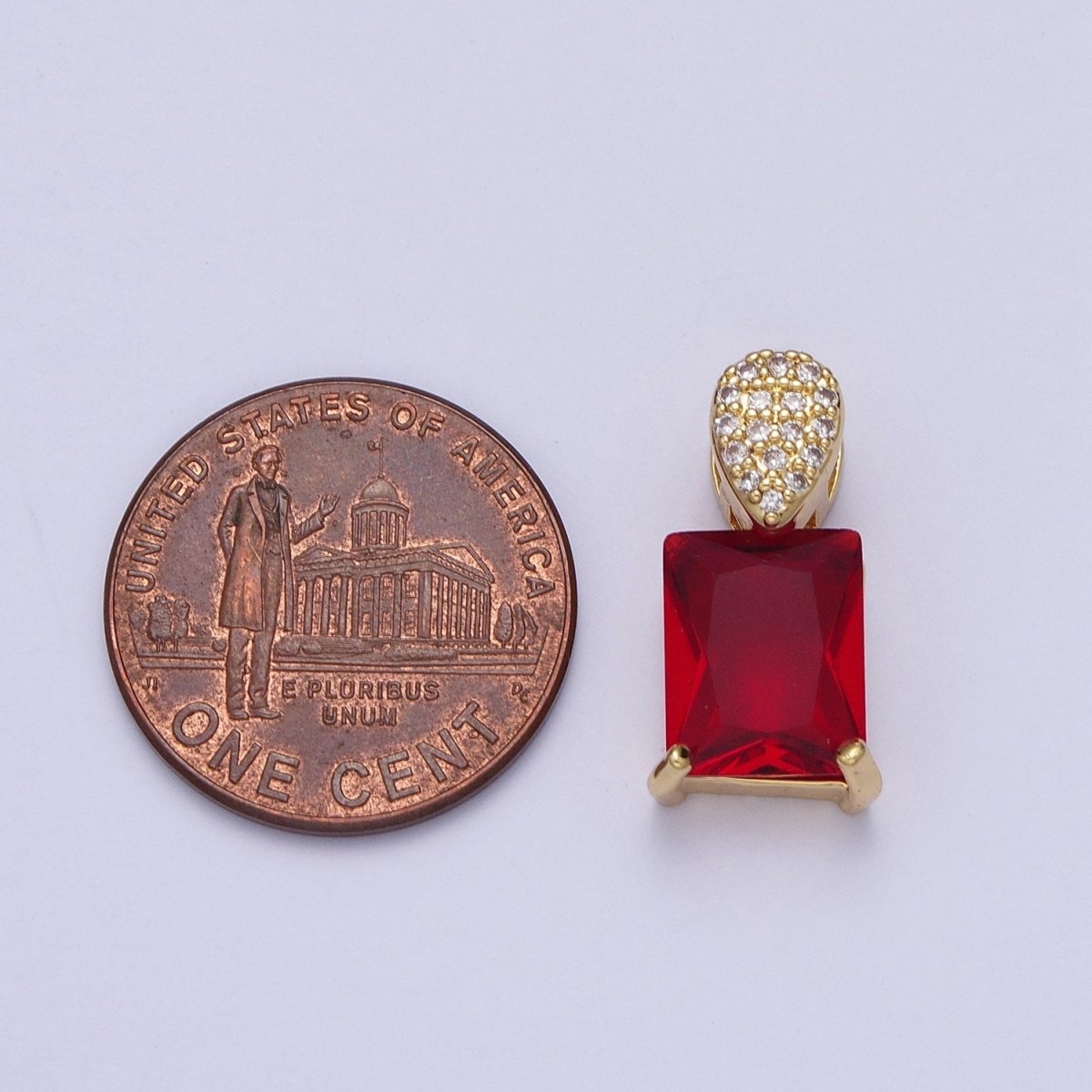 Green, Pink, Clear, Red Baguette Micro Paved CZ Teardrop Slider Pendant H-405 H-893 H-917 H-922