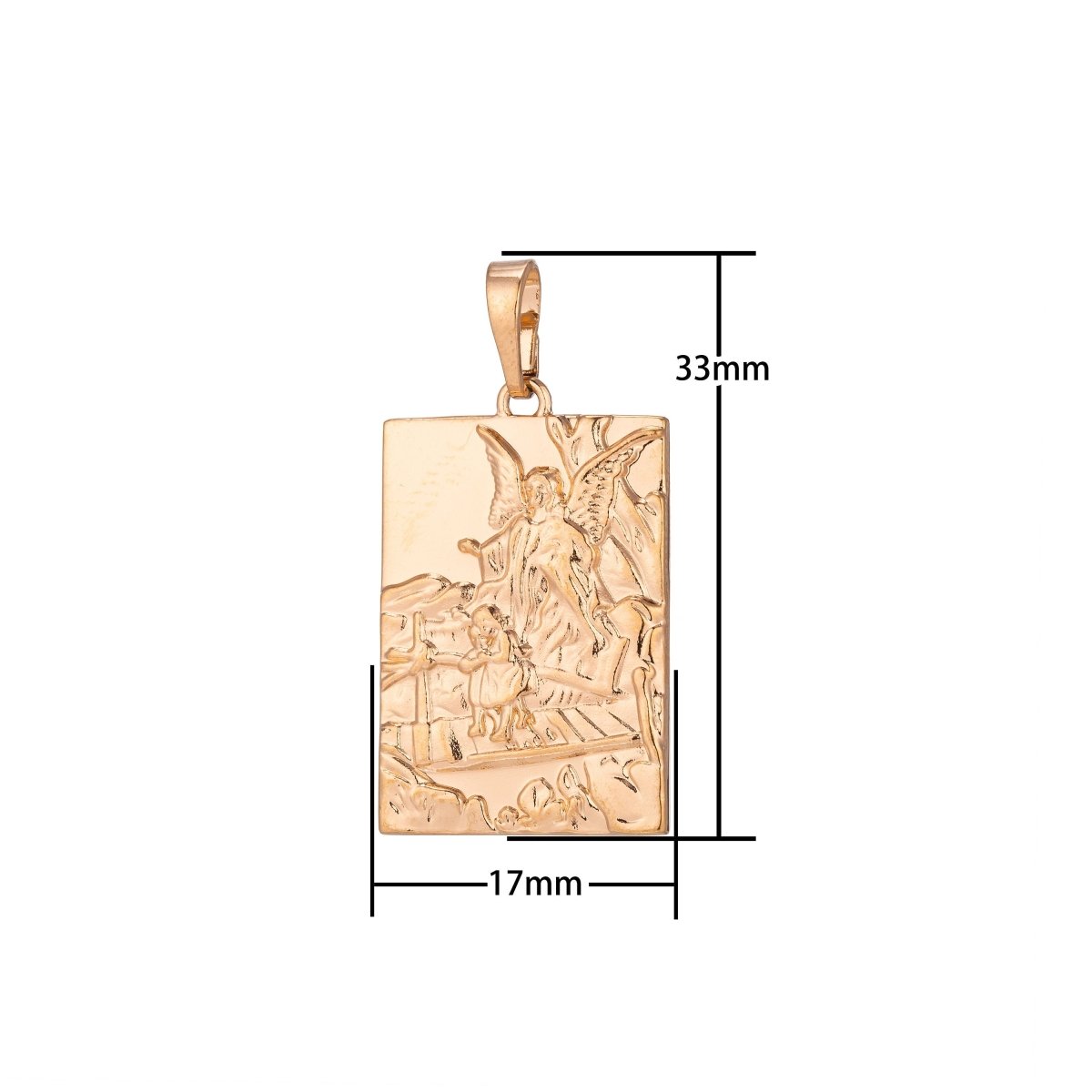 Guardian Angel Charm, 18K Gold Filled Pendant Dainty Guardian Angel Necklace Charm for Jewelry Making H-896