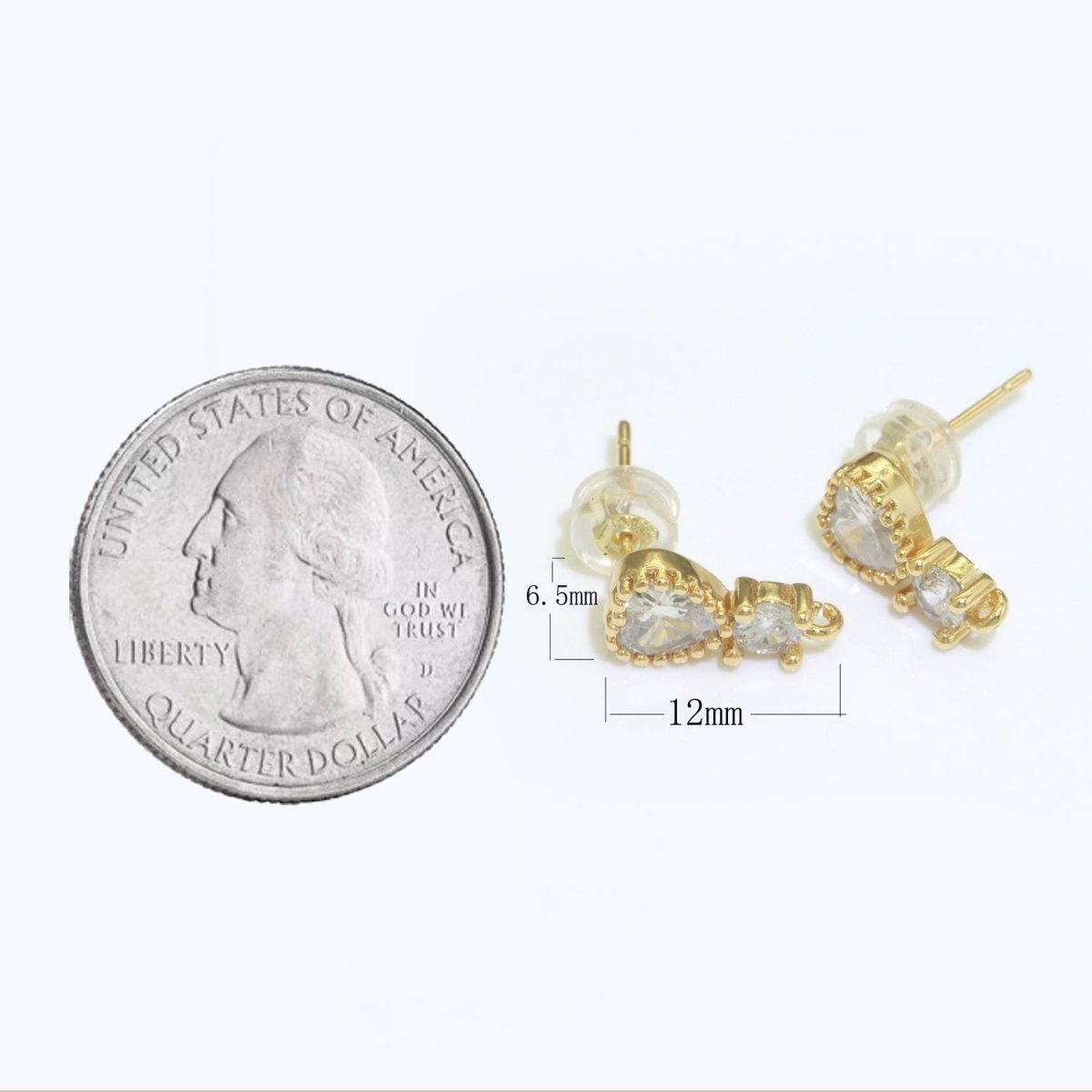 Heart Clear Cubic Zirconia Stud Open Loop Earrings Drop Supply L-488