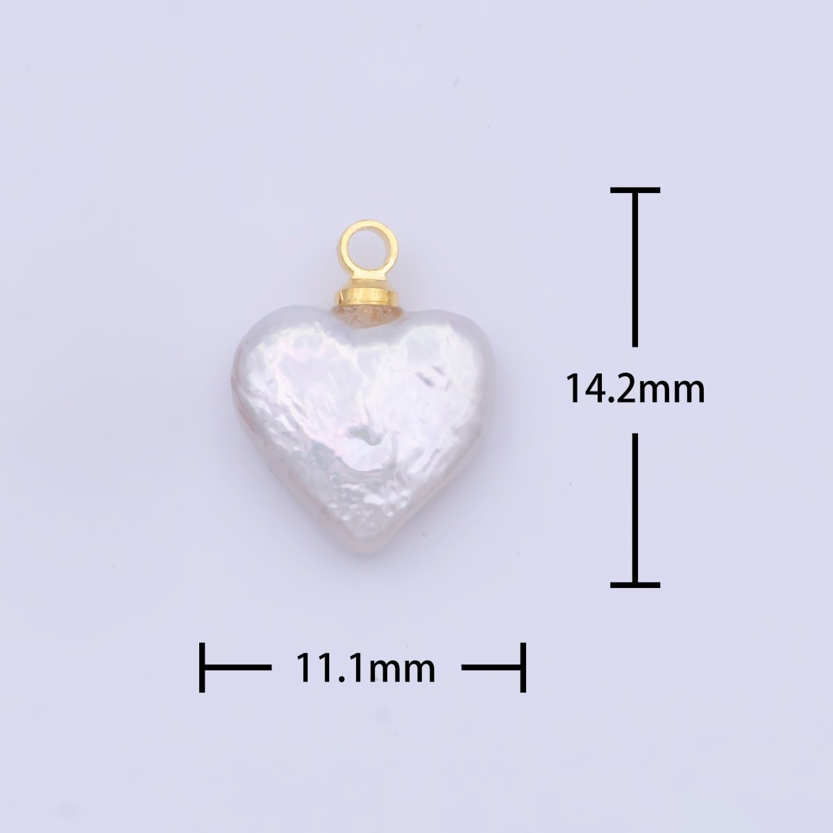 Heart Flat 14mm Natural White Freshwater Pearl Charm C-188