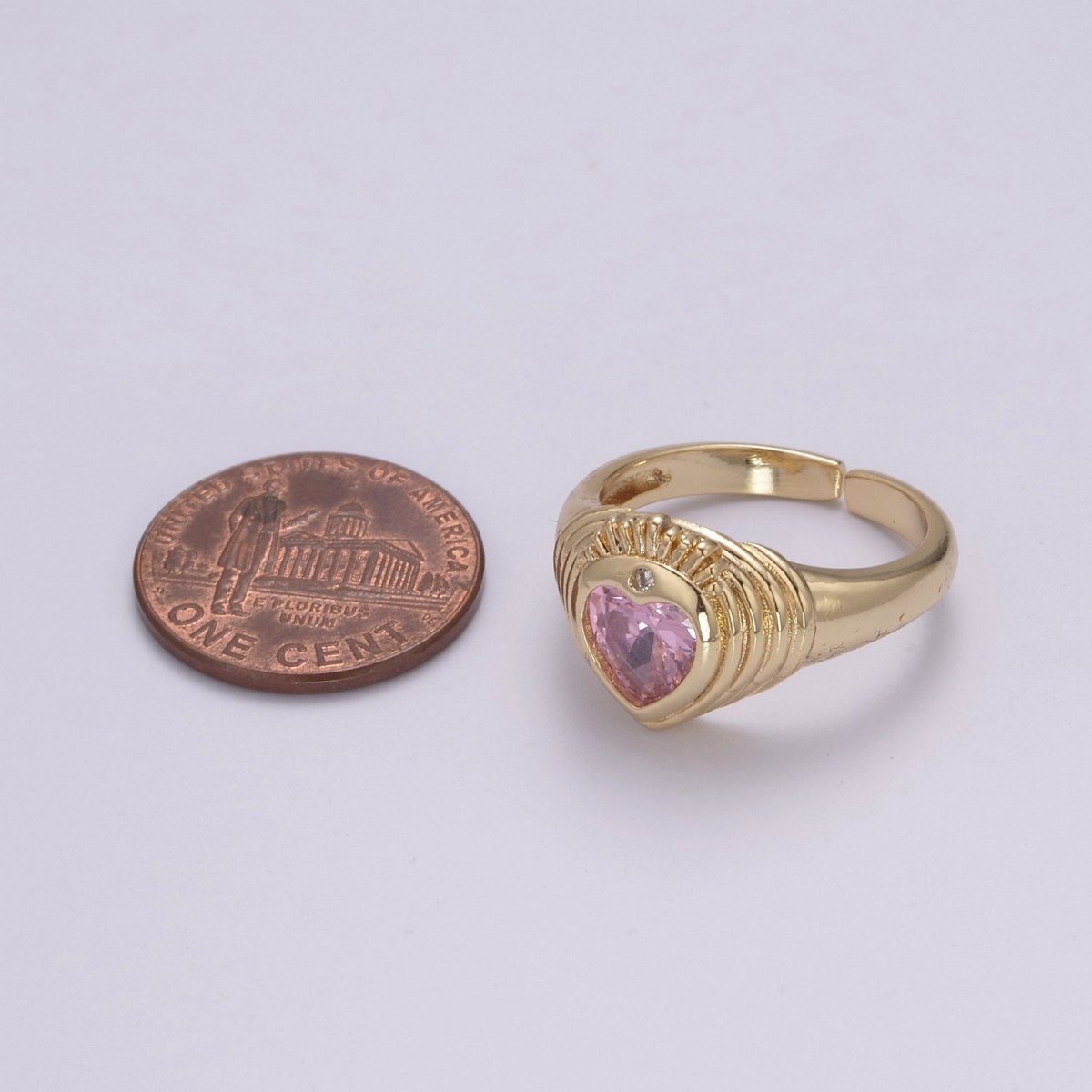 Heart Signet Ring • Gold Dome Ring • Heart Ring Gold • Heart Dome Ring • Bold Heart Ring • CZ Modern Signet Ring U-198 ~ U-200