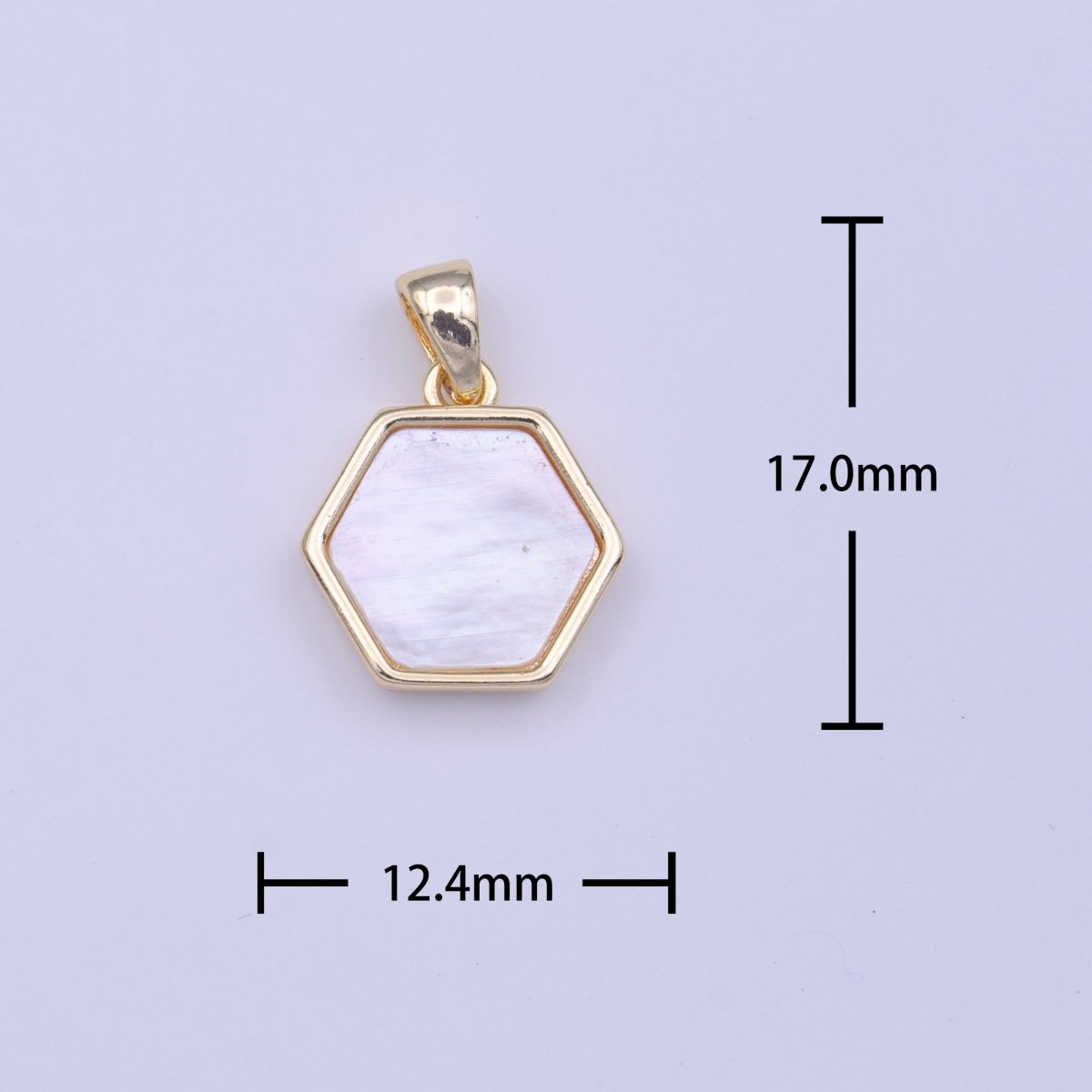 Hexagon Geometric Shell Pearl Minimalist Gold Pendant H-224