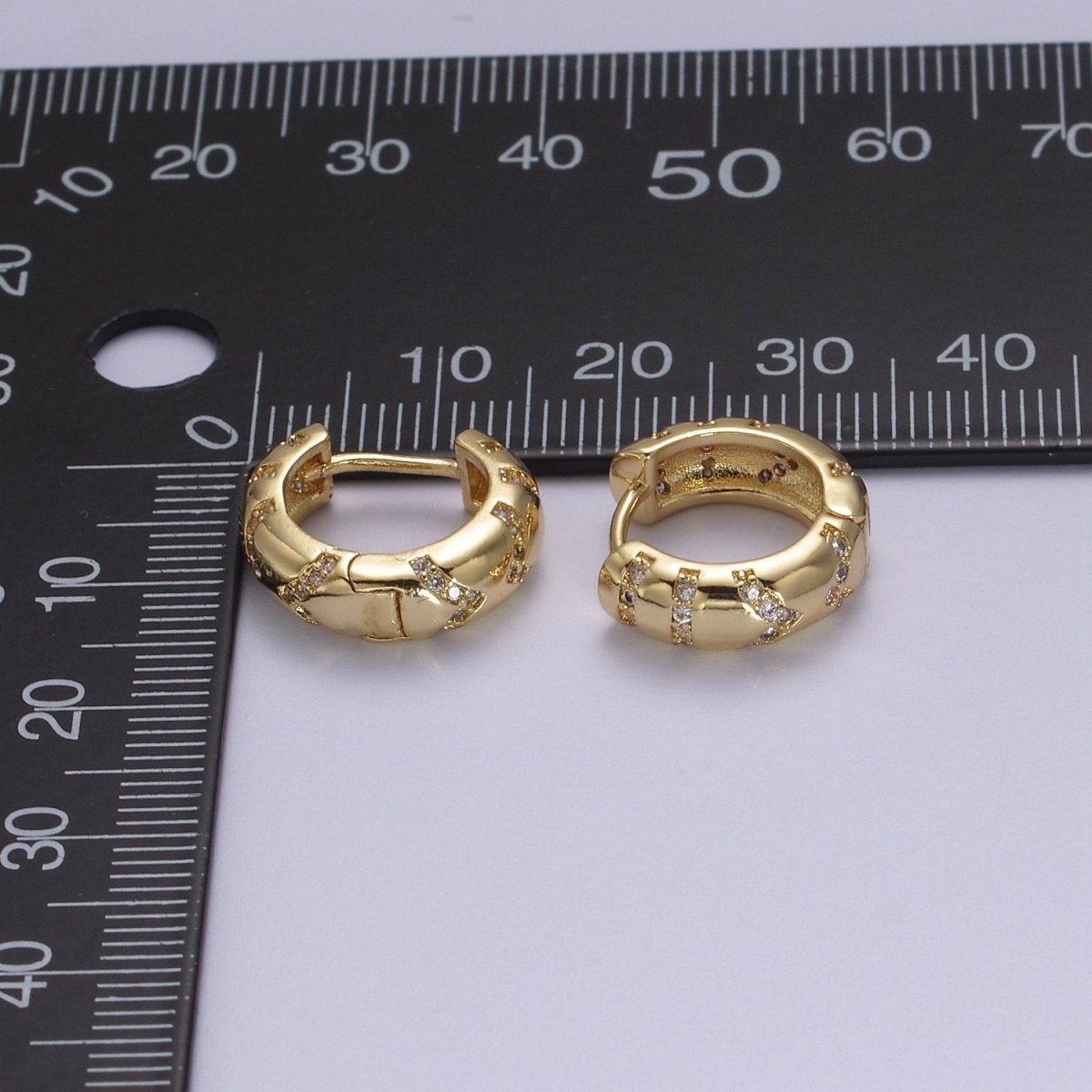 Hinged Gold Huggie Hoop Earrings 16mm Small Huggie Hoops, Dome Hoops, Gold Earrings for Women T-361