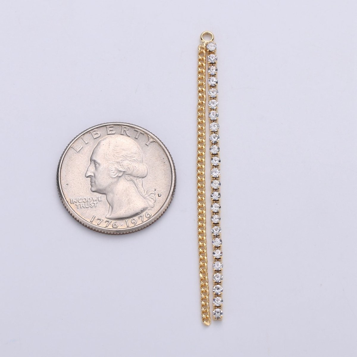 Hypoallergenic 65mm Gold Double Curb Tennis Chain Tassel Dangle Charm Supply | K-427