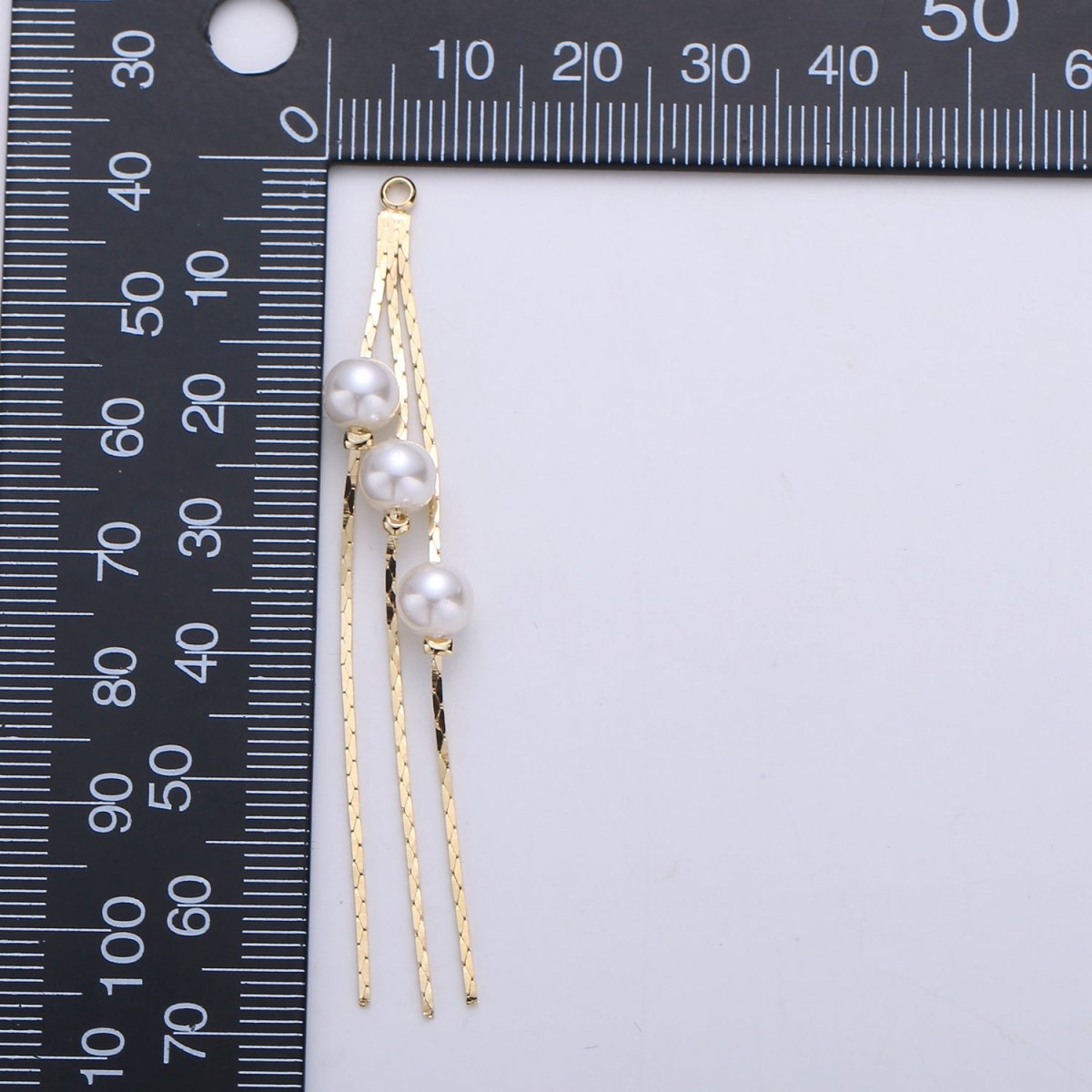 Hypoallergenic 67mm Pearls Gold Cobra Chain Multiple Strands Tassel Charm Supply | K-424