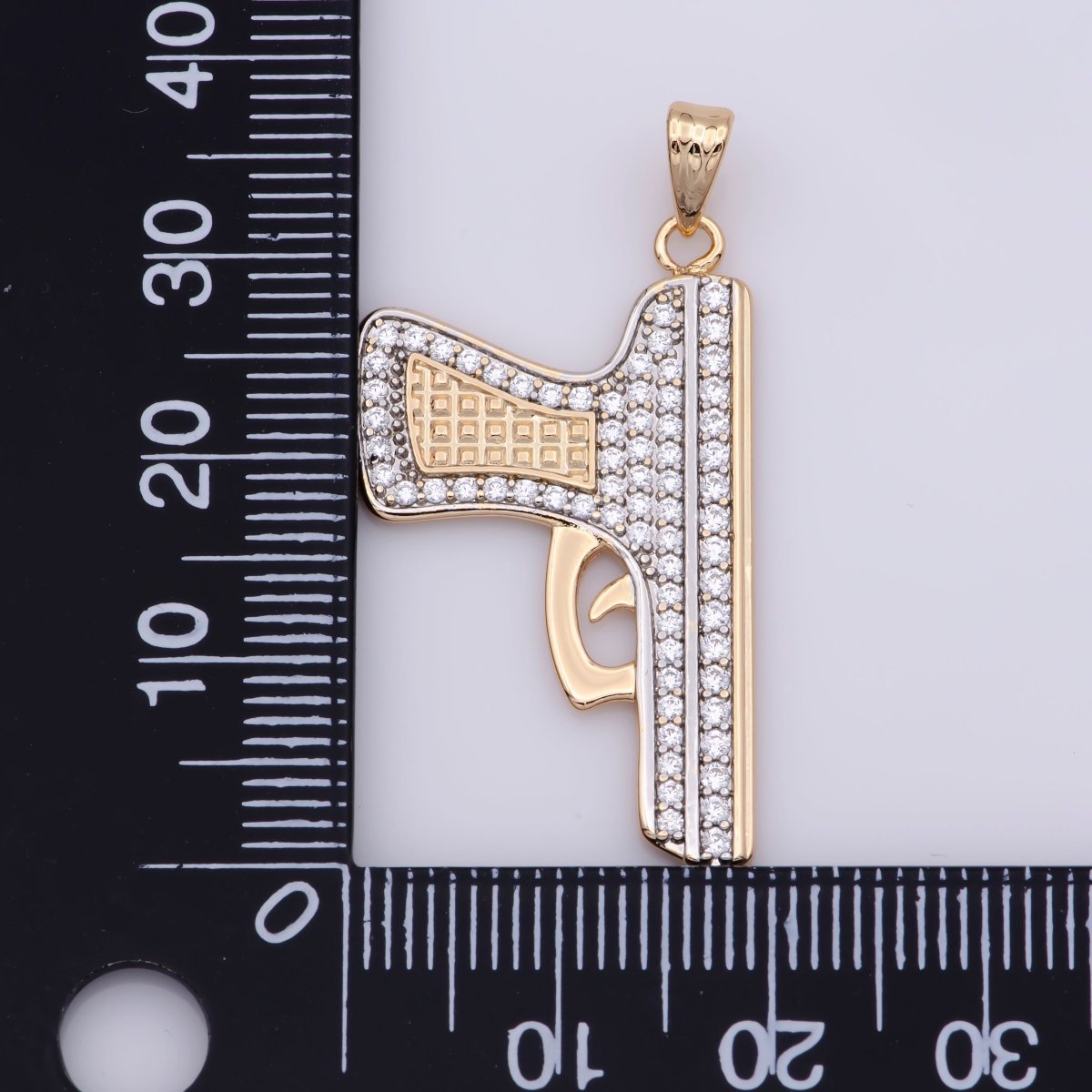 Iced Out Bling 18K Gold Filled Pistol Pendant For Necklace Cubic Gun Charm Micro Pave Charm Statement Jewelry Making Supplies Supply H-910