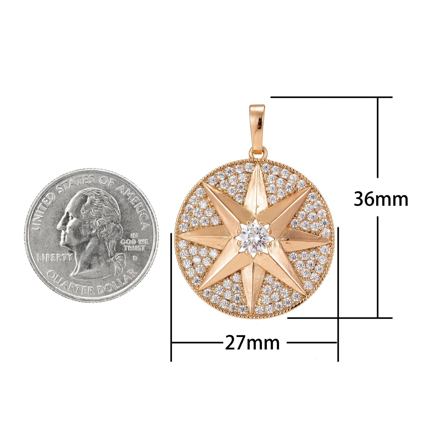 Silver Star Pendant Eight-pointed star Medallion Charm Gold Filled Star Micro Pave Star Pendant Cubic Starburst Charm Celestial Jewelry I-216 I-218