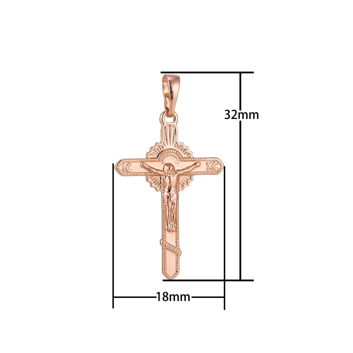 Jesus on the Cross Charm, 18K Gold Filled Pendant Dainty Cross Necklace Charm for Jewelry Making H-880