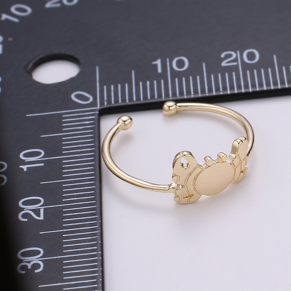 King Crab 18k Gold Ring, Adjustable Gold Curb Ring, Simple Ocean Life Ring, The Animal Ring- R-261