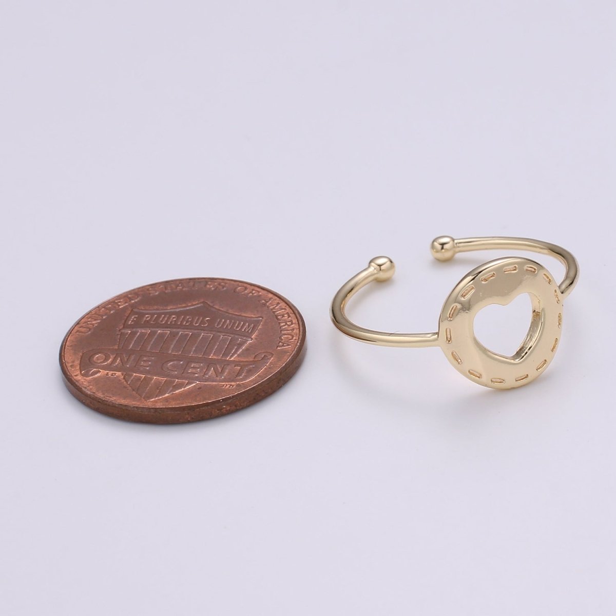 Mending Heart 18k Gold Ring, Love Adjustable Gold Curb Ring, Simple Ring, Circle Ring R-264
