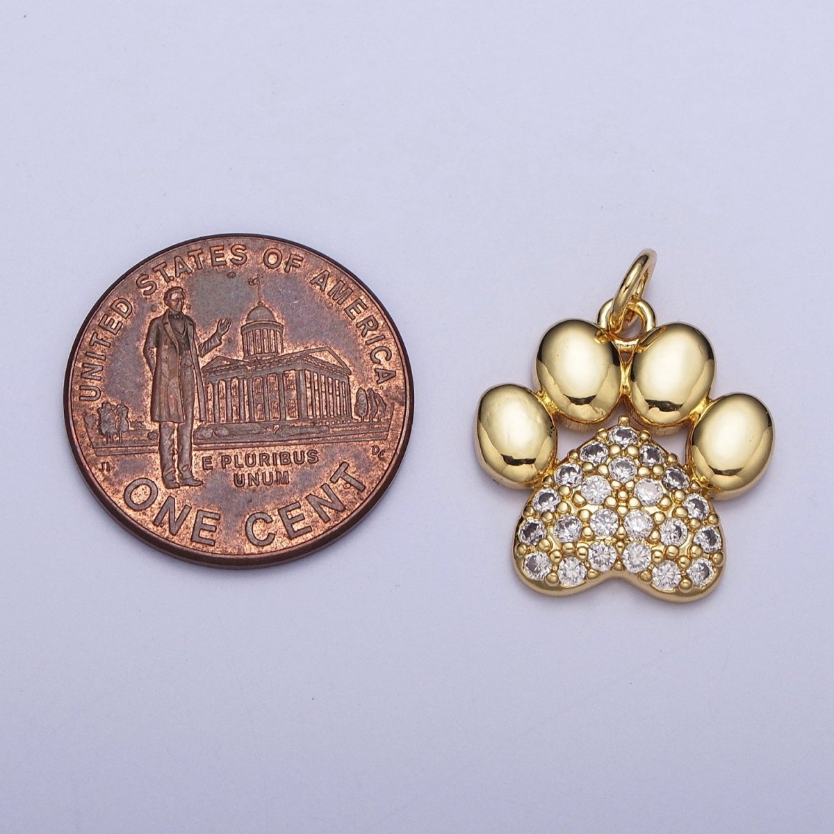 Micro Pave Cubic Zirconia Gold Animal Pawprint Charm For Jewelry Making AG-116