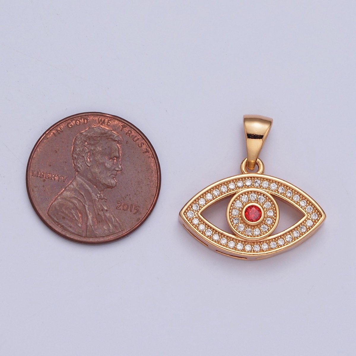 Micro Pave CZ Evil Eye Pendant, Protection Eye of Ra Charm For Jewelry Making X-369