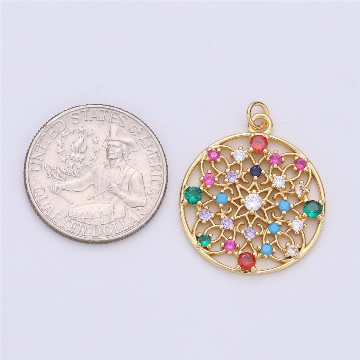 Micro Pave Dream Catcher Charm for Necklace Earring Charm Pendant Multi Color Cubic Coin Charm I-327