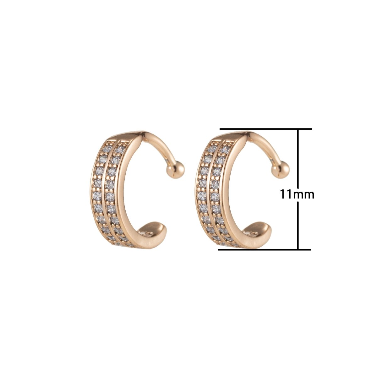 Micro pave ear cuff, Clear midi ear cuff, non pierced earcuff, Dainty Hoop Ear Cuff, Wrap Clip On Earrings AI-039