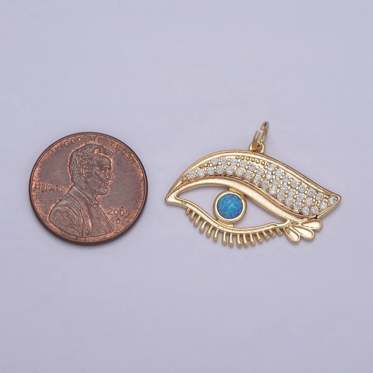 Micro Pave Eye Pendant Necklace in 18k Gold Filled Charm N-854