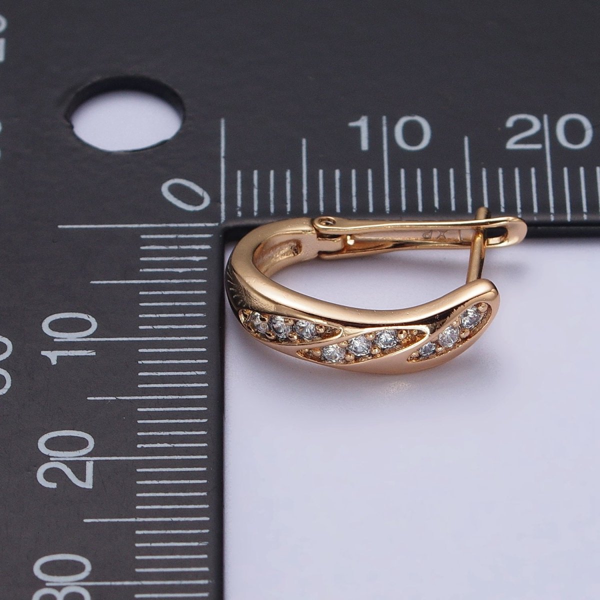 Micro Pave Huggie Earring 18K Gold Filled Lever Back Earring for Everyday Jewelry AB-1043