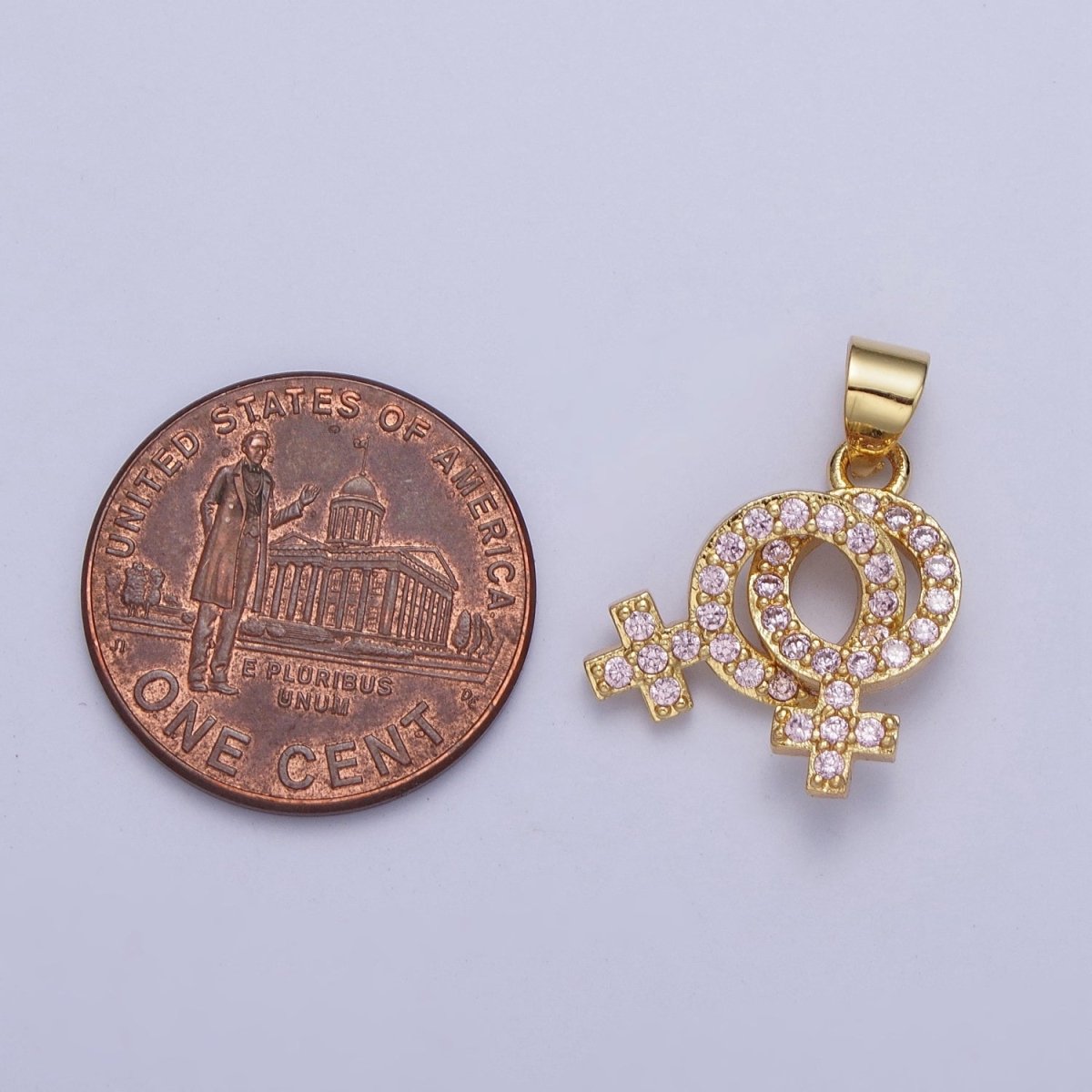 Micro Pave Lesbian Charm 24K Gold Filled Lesbian Jewelry, Pride Necklace Bracelet Pendant Lesbian Gift Couple Necklace X-422