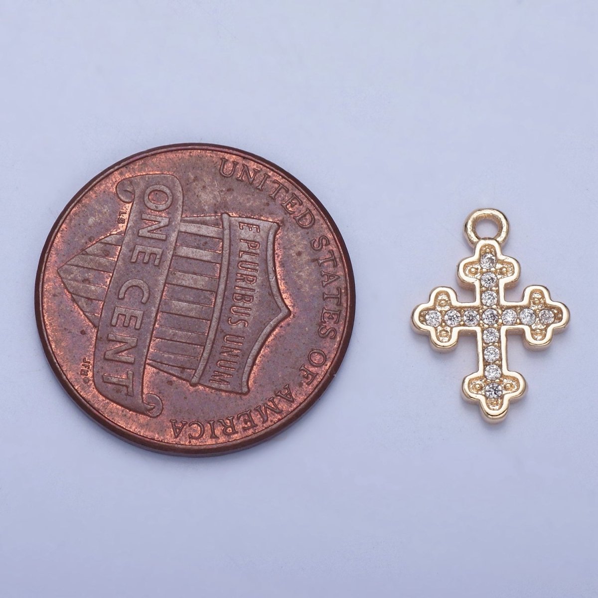 OS Micro Pave Orthodox Cross Charm, Religious CZ Pendant For Jewelry Making | X-033