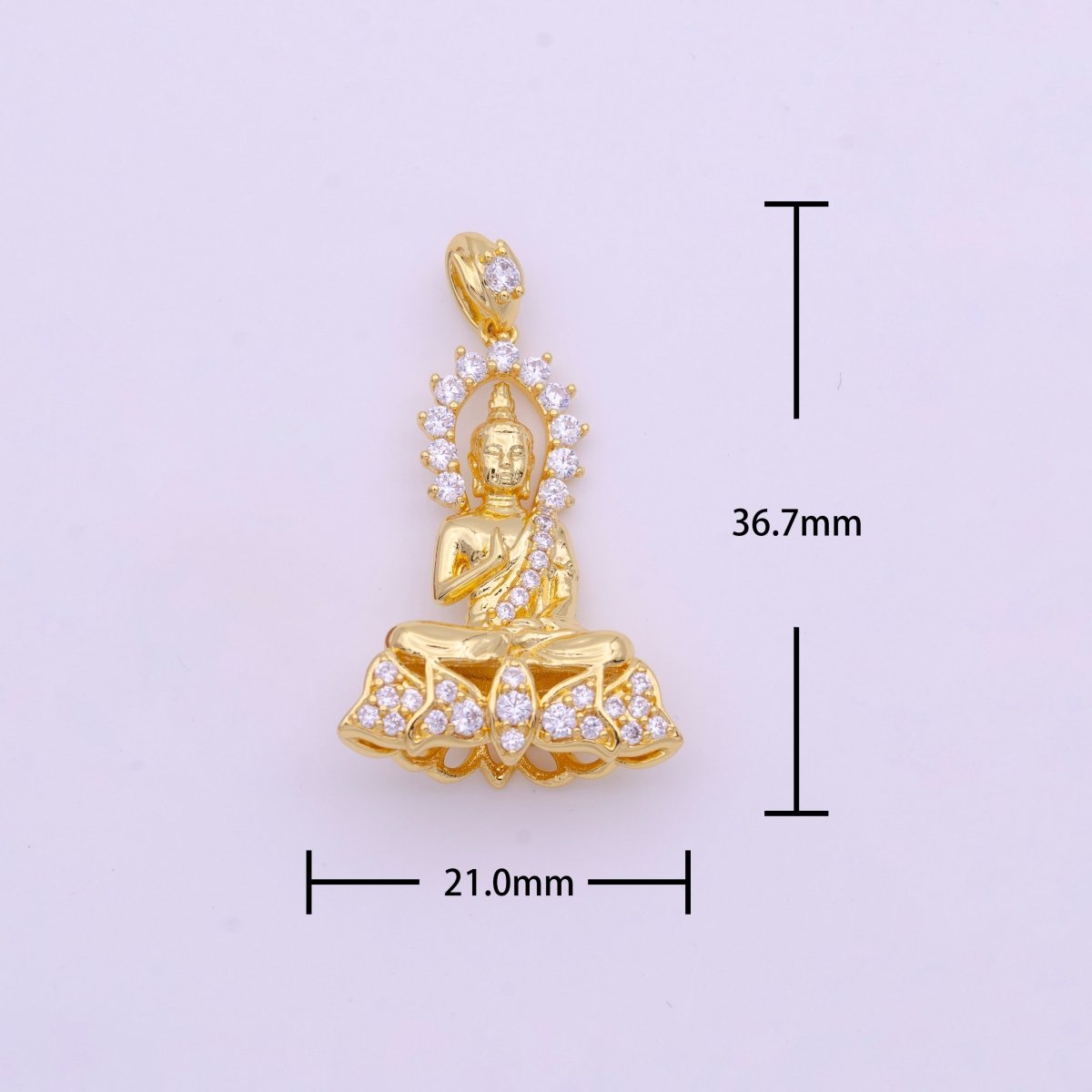 Micro Paved CZ Gilded Gold Sitting Thailand Buddha Pendant I-651