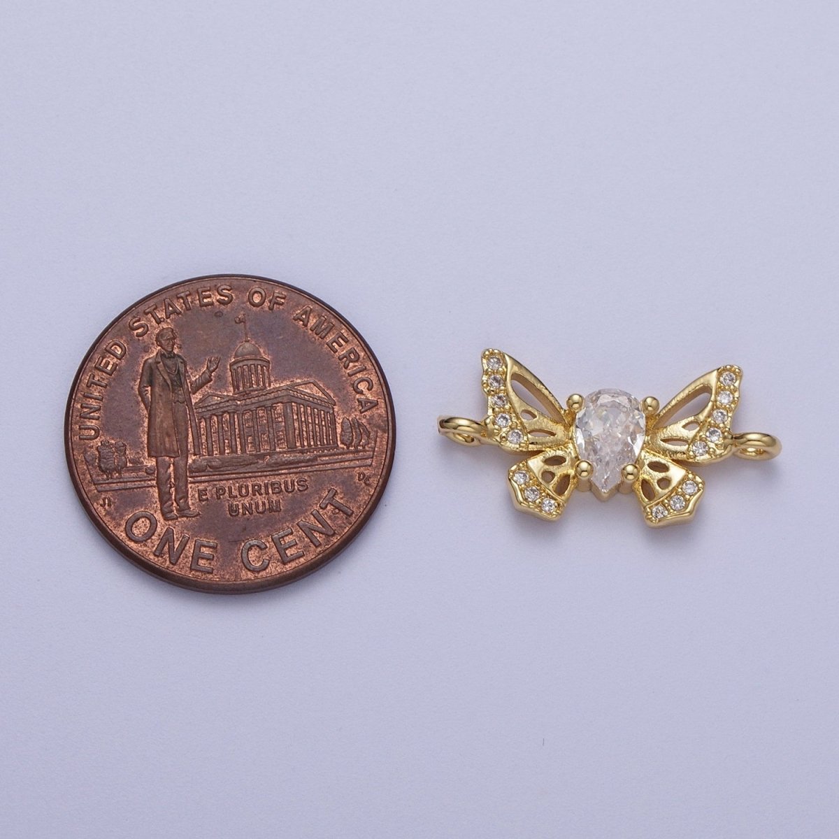 Micro Paved Teardrop Cubic Zirconia Butterfly Mariposa Connector For Jewelry Making Supply F-315